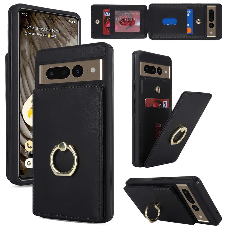 Lipvina for Google Pixel 7 Pro Case with Card Holder,Pixel 7 Pro Case Wallet for Women,Credit Card Holder,Ring Stand,Phone Wallet Cases 6.7