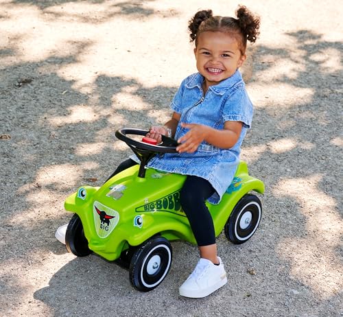 Big Bobby Car Classic Dino - Rutschauto ab 1 Jahr im bunten Dino-Design mit schwarzem Sicherheits-Lenkrad und Hupe, für Kinder ab 12 Monaten (bis 50 kg), grün mit Aufklebern – Bild 7