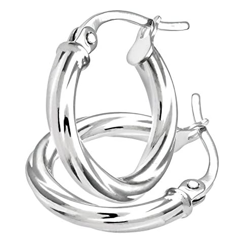9ct Women’s White Gold Hoop Earrings - Beautifully Crafted Circular Earrings - By Elegano Cover