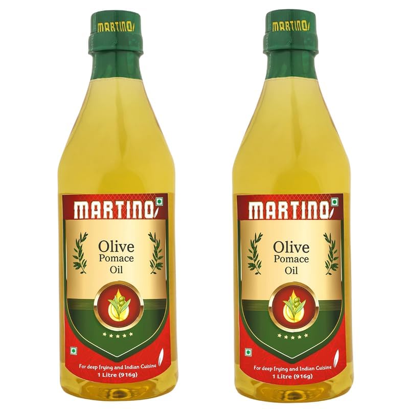 Image of Martino Pomace Olive Oil 2L (1L x 2) | Light & Neutral Flavor Olive Cooking Oil | Ideal for Everyday Indian Cooking & Deep Frying | Cholesterol Free & Healthy Choice