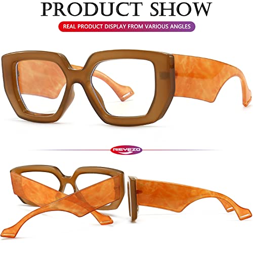 Image of AIEYEZO Thick Frame Blue Light Glasses Men Women, Fashion Square Computer Eyeglass Anti Eyestrain & Prevent Headache