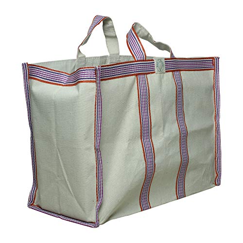 Image of (#B2B212228CA Eco Friendly Reusable Foldable Fabric Grocery Vegetable Shopping jhola Bag Heavy Canvas 1 pc Large 17x8x13 inch