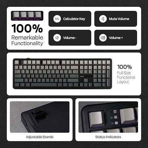 Image of MechLands Aula F108 100% Wireless Gaming Keyboard, Full Size Custom Gasket Mechanical Keyboard, 4000mAh Battery, Programmable 108 Keys, Hot-Swappable, for Win /Mac (Black Gradient)