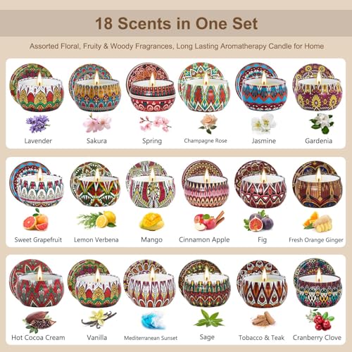 Image of Scented Candles Gift Set, 18 Pack Soy Wax Aromatherapy Candles