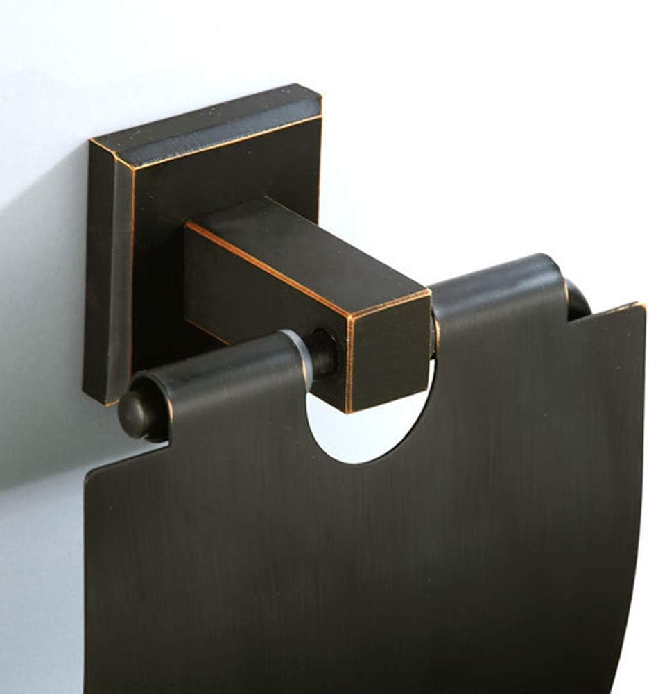 Toilet Paper Holder Brass Square Bottom Roll Paper Holder for Bathroom Toilet Paper Towel Rack Black