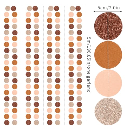 Image of Boho Brown Rose-Gold Party-Decorations Streamers-Garland - 52ft Fall Birthday Hanging Paper Banner,Autumn Baby Bridal Showe Neutral Burgundy Wedding Bachelorette Decor Hugfond