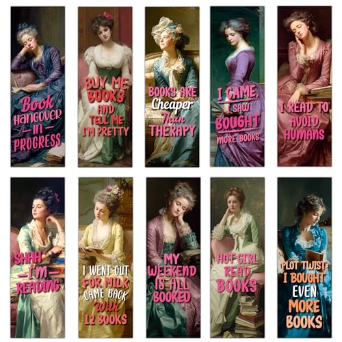 100 Pcs Funny Vintage Art Bookmarks Bulk Fun Paper Book Marks for Women Pretty Girl Reading Accessories Book Lover Gifts Bookworm Supplies Birthday Christmas Stuffers