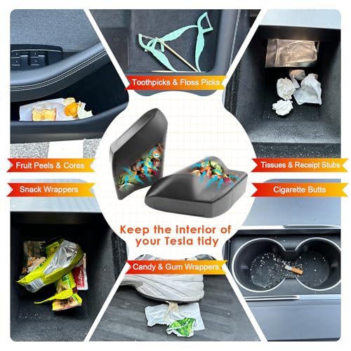 Image of for Tesla Model Y Trash Can Tesla Model 3 Trash Bin for 2018-2024 Tesla Small Car Trash Can for Driver & Passenger Front Side Door Mini Trash Garbage Bin w /Lid (Tesla Left & Right Side)