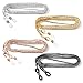 Alrhso Metal Eyeglass Chain for Women Men 4 Pcs Fashion Eyeglasses Holders Around Neck with Adjustable Rubber Ends (Gold, Rose Gold, Black, Silver)