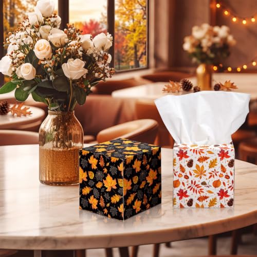 Image of Fourluoo 12 Pack Thanksgiving Pumpkin Facial Tissues Cube Face Boxes 600 Sheets 3 Ply Small Fall Square Tissues Bulk for Thanksgiving Day Autumn Harvest Car Bedroom Party Supplies