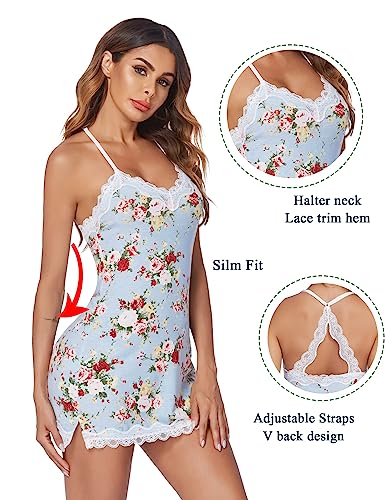 Image of Avidlove Womens Nightgown Sexy Lace Sleepwear V Neck Full Slip Chemise Lingerie Cotton Night Gowns Babydoll Sleepshirt