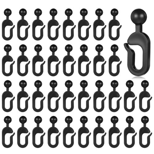 Bewudy 50 Stück Pavillon Haken, Verschiebbare Ringhaken Kunststoffhaken für Pavillonvorhänge Pavillon Gardinenhaken Für Vorhänge Seitenmarkisen Gartenpavillons (Schwarz)