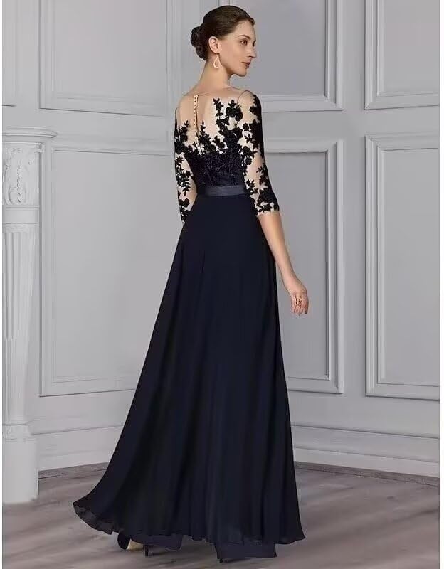 Long Sleeve Mother of The Bride Pant Suits for Wedding Sequins Lace Formal Outfits for Women Jumpsuits3