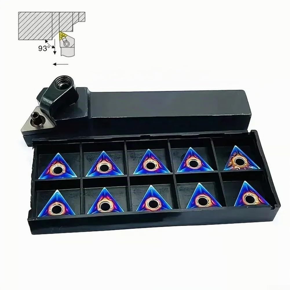 Eawfgtuw Porte-outils de tournage externe 20 x 20 mm avec inserts en carbure pour acier inoxydable et fonte, outils de coupe industriels, accessoires de travail des métaux
