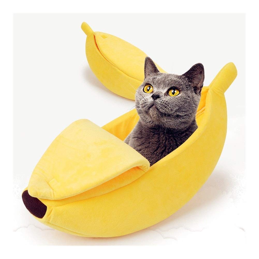 Panier pour chat banane lit douillet chaud pour chiot et chaton 90cm