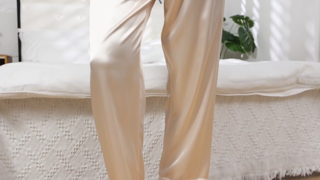 Tejoyce Pigiama Donna Due Pezzi In Raso Con Pizzo - Maniche Lunghe, Taglie S-XXL - 3