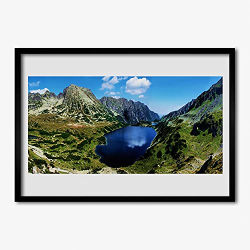 Affiche encadrée murale paysage lac de montagne pour grand mur vide