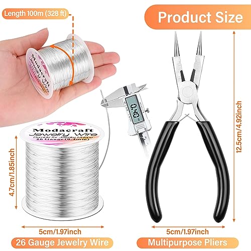 modacraft 26 gauge wire for jewelry making with multipurpose piler 3281 ft04 mm craft silver jewelry wire tarnish resistant copper beading making supplies and crafting silver