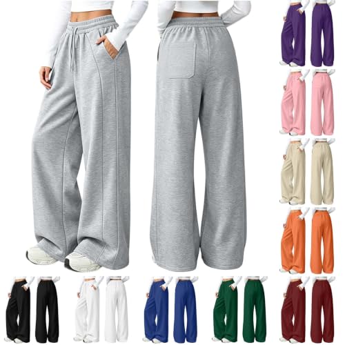 Wide Leg Sweatpants Womens Fleece Lined High Waisted Pants With Pockets - image 1