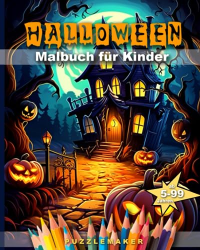 Halloween Malbuch für Kinder: Malheft für Mädchen und Jungen ab 5 Jahren. Kinder lieben das Ausmalen zu Halloween. Mit 50 Motiven mit Kürbis, Geister & Co.