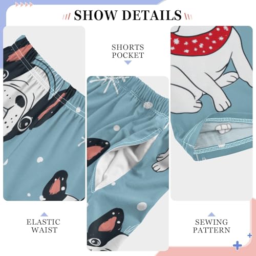 ZZXXB Winter Snows French Bulldog Boys Long Pants Soft Trousers Elastic Waist Kids Lounge Bottoms with Pockets S-XL4