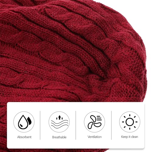 Unisex Winter Outdoor Practical Cycling Ski Hooded Scarf Hat Portable Knitted Thickened Caps for Women Men (Red)4