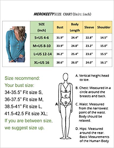 MEROKEETY Women's Long Sleeve V Neck Ribbed Button Knit Sweater Solid Color Tops Grey