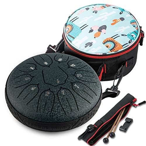 Steel Tongue Drum, Ubblove Handpan Drum 11 Notes 6 inch Percussion Instruments with Mallets Bag for...