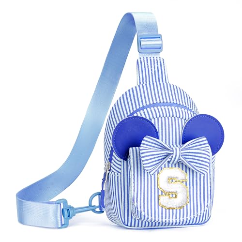 QLOVEA Initial Sling Bag, Small Sling Bags for Girls Kid, Gifts for Little Girls Kids, Girl Birthday Gift for Kids Daughter Sister Kid Girl Gifts Birthday (Blue S)
