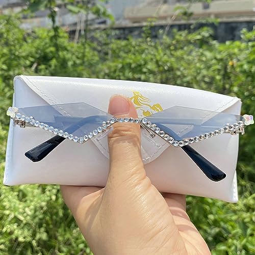 Vintage 90s Rimless Rhinestone Sunglasses Fashion Rhombus Crystal diamond Y2K Candy Color Cat Eye Party Glasses3