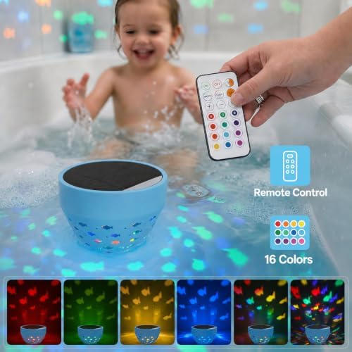 Waterproof Bathtub Light for Kids, Solar Powered Fish Bath Lights for Tub - 4