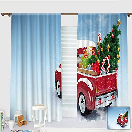 ZXAWT Pickup Truck Curtains Pocket top Curtain Thermal Insulated Curtain for -Set of 2 Panels(W 107