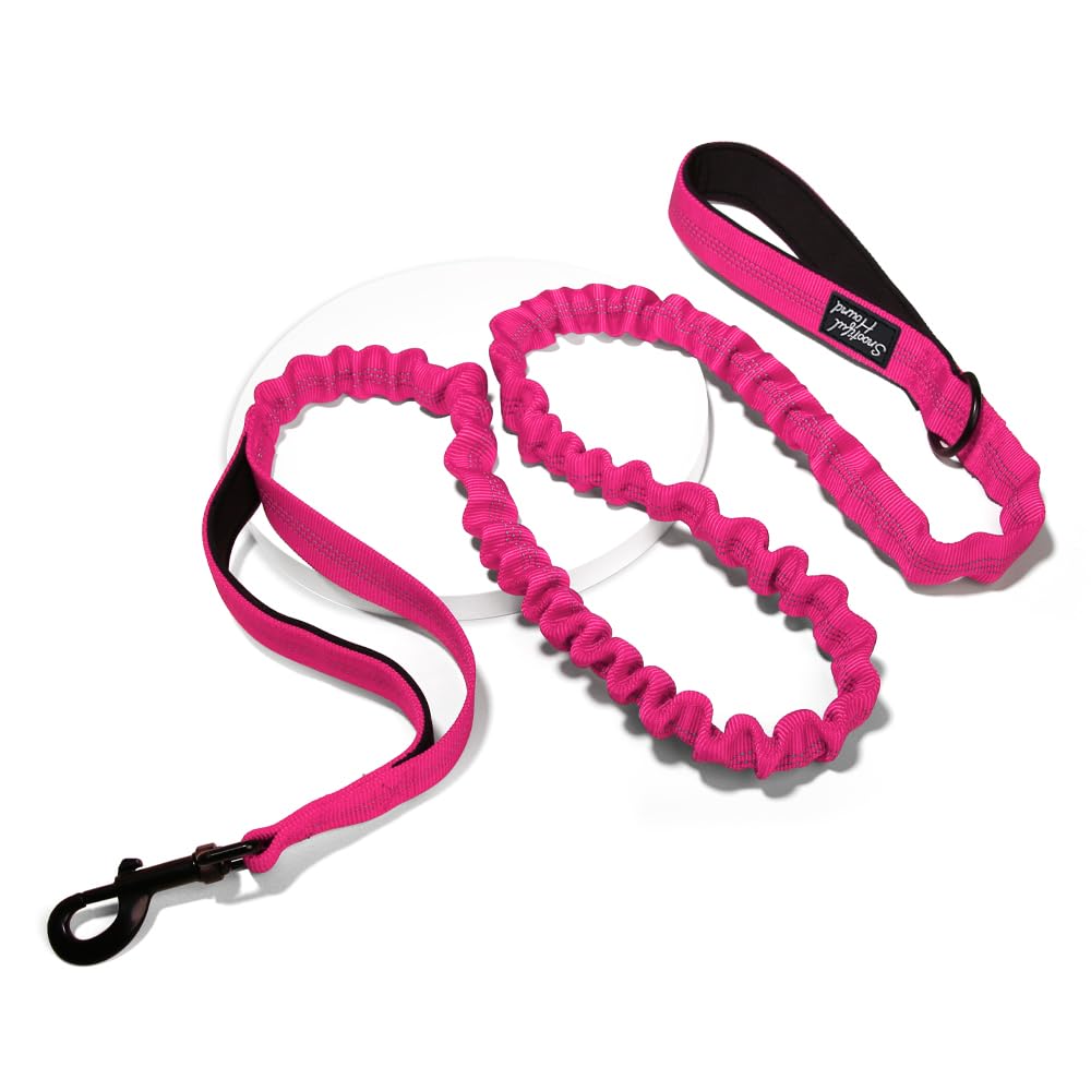 Snootiful Hound Bungee Dog Lead - Double Handle Shock Absorbing Lead - Assorted Colours - 150-200cm (Pink) - Image 3