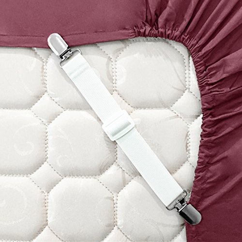 Ajustable de cama de soportes tirantes correas de los cinturones de pinzas con pinzas (unidades 4, en color blanco)