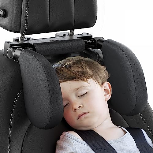 ZORUNOWA Car Headrest Pillow,Thickened Memory Foam Road Pal Headrest,Neck Support Pillow,180° Adjustable Car Headrest, U- Shaped Design,Travel Car Sleeping,Suitable for Kids and Adults (Black)