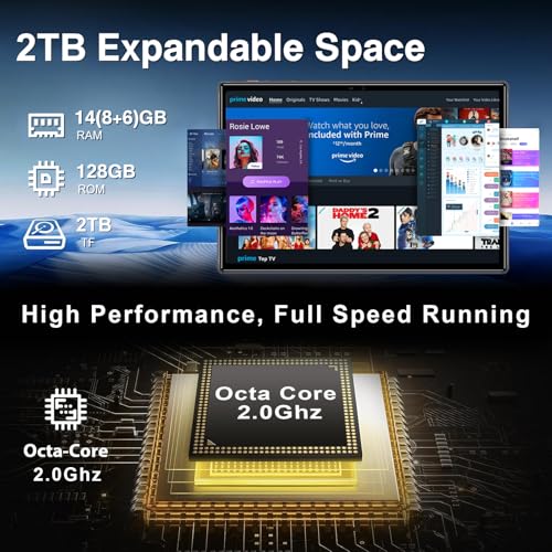Image of Oangcc Tablet Android 13 Tablets 10 Inch 14GB RAM 128GB ROM 2TB Expand with Keyboard, Mouse, Case, 8000mAh Battery, Octa-Core, GPS, 5G /2.4G Wi-Fi, BT5.0, IPS HD Display (Gray)