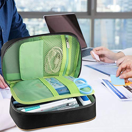 Homecube Pencil Cases And Large Capacity Pencil Holder Pen Bag Makeup Pouch Durable Students Stationery Two Big Pockets With Double Zipper 8.7X6X3.2"(Black) #TOP4