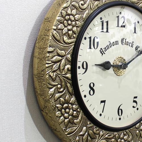 Image of RANDOM Brass Decorative Sweep Silent Wall Clock, Antique Gold
