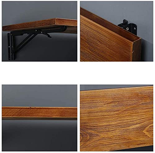 (31" Lx16 W) Industrial Rustic Folding Wall Mounted Workbench Drop Leaf Table, Dining Table Desk, Pine Wood Wall Mounted Bar Tables,Workbench,Study Table,Collapsible Butcher Block Solid Wood Table #TOP3