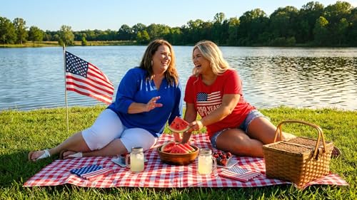 Image of ForHailey Women's 4th of July Patriotic Shirts Graphic Tees USA Shirt American Flag Short Sleeve Tunic Tops