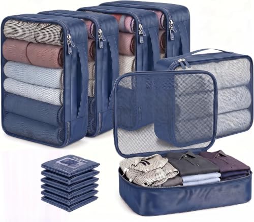 6 Set große Packwürfel für Koffer und Rucksäcke, Netz-Reise-Aufbewahrungstasche, Reise-Koffer-Organizer, Verpackungs-Aufbewahrungstaschen, Schuhe, Taschen für Kleidung, Schuhe und
