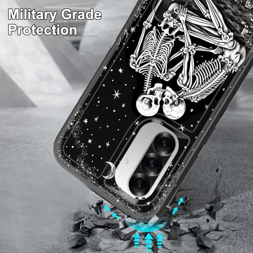 BFUKVOU for Galaxy A36/A56 5G Case with Built in Kickstand,Shockproof/Dustproof/Drop Proof 3-Layer Military Grade Protective Cover for Samsung Galaxy A36/A56 5G 6.7",Skulls Kissing Lovers Skeleton - image 2