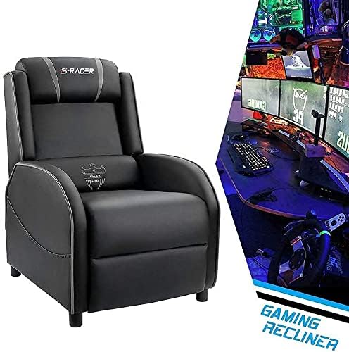 Miniatura 9 de Homall Silla reclinable de masaje LED para juegos, estilo carreras, sofá reclinable de piel sintética, cómodo asiento ergonómico para cine en casa