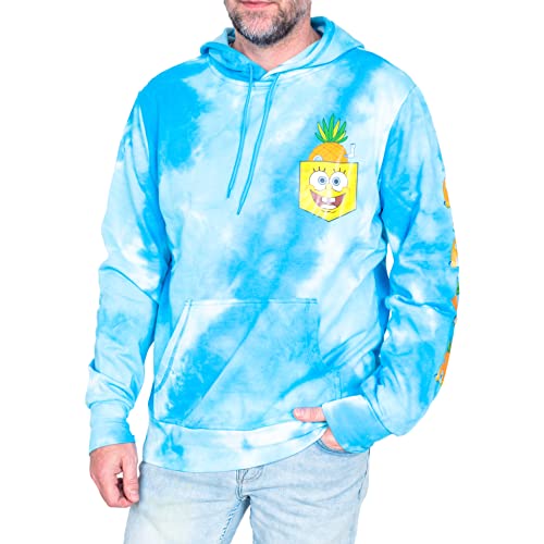 Mad Engine Spongebob Pineapple House Blue Tie Dye Sweatshirt Pull Over Hoodie