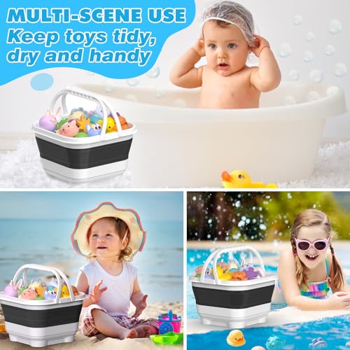 Anivia Foldable-Bath-Toy-Storage-Organizer, Bath Toy Holder with Removable Base, Quick-Drain-Drying Bathtub Toy Storage/Basket, Stand Up Bathroom Shower Toys Holder for Kids - Black by Anivia - Image 5