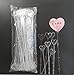 80Pcs Plastic Flower Card Holder Stick Heart Shaped Head Floral Picks for Floral Arrangement Flower Packaging Bouquet Accessories for Wedding Birthday Party Favor Events Decorations, Clear