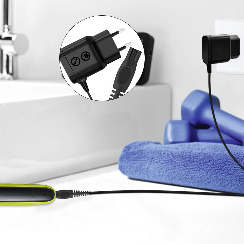 0,8 W 8 V Caricabatterie per Philips HQ850 Rasoio QP2530/QP2630 Adattatore di ricarica compatibile con Norelco Oneblade Rasoio ibrido Cavo di alimentazione