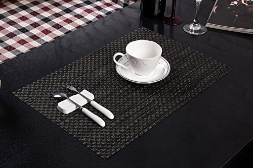 Clest F&H trenzado 8-8 black and green PVC Mantel individual / Salvamanteles para comedor, Juego de 2 piezas 45 x 30 cm