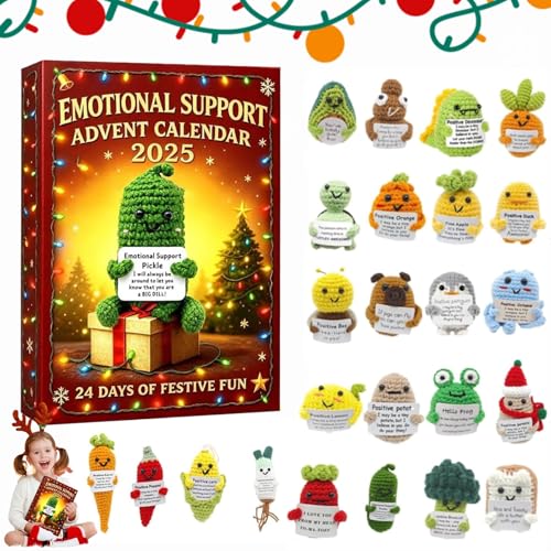 Emotional Support Adventskalender 2025, 24 Tage Weihnachten Adventskalender mit 24 einzigartigen Emotionalen Unterstützungs Werkzeugen,2D Acryl Design,Weihnachtsdeko-Geschenkset für Familien (1Stück)