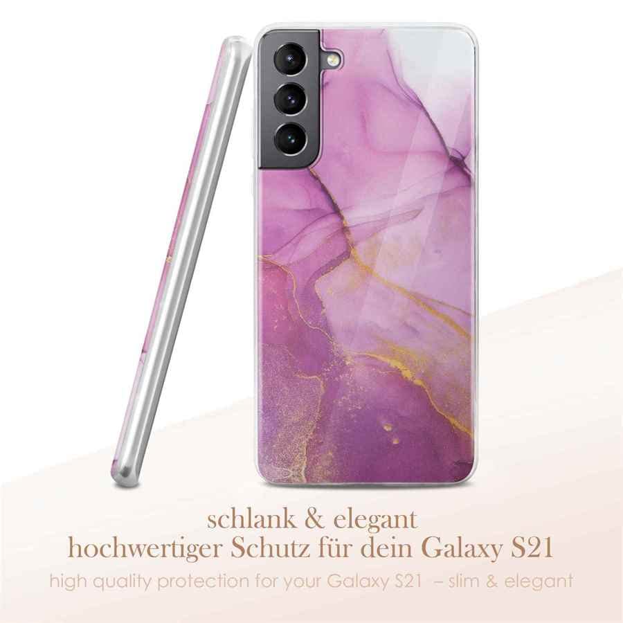 Coque compatible Samsung S21 ONEFLOW en silicone pailleté effet marbre - 3